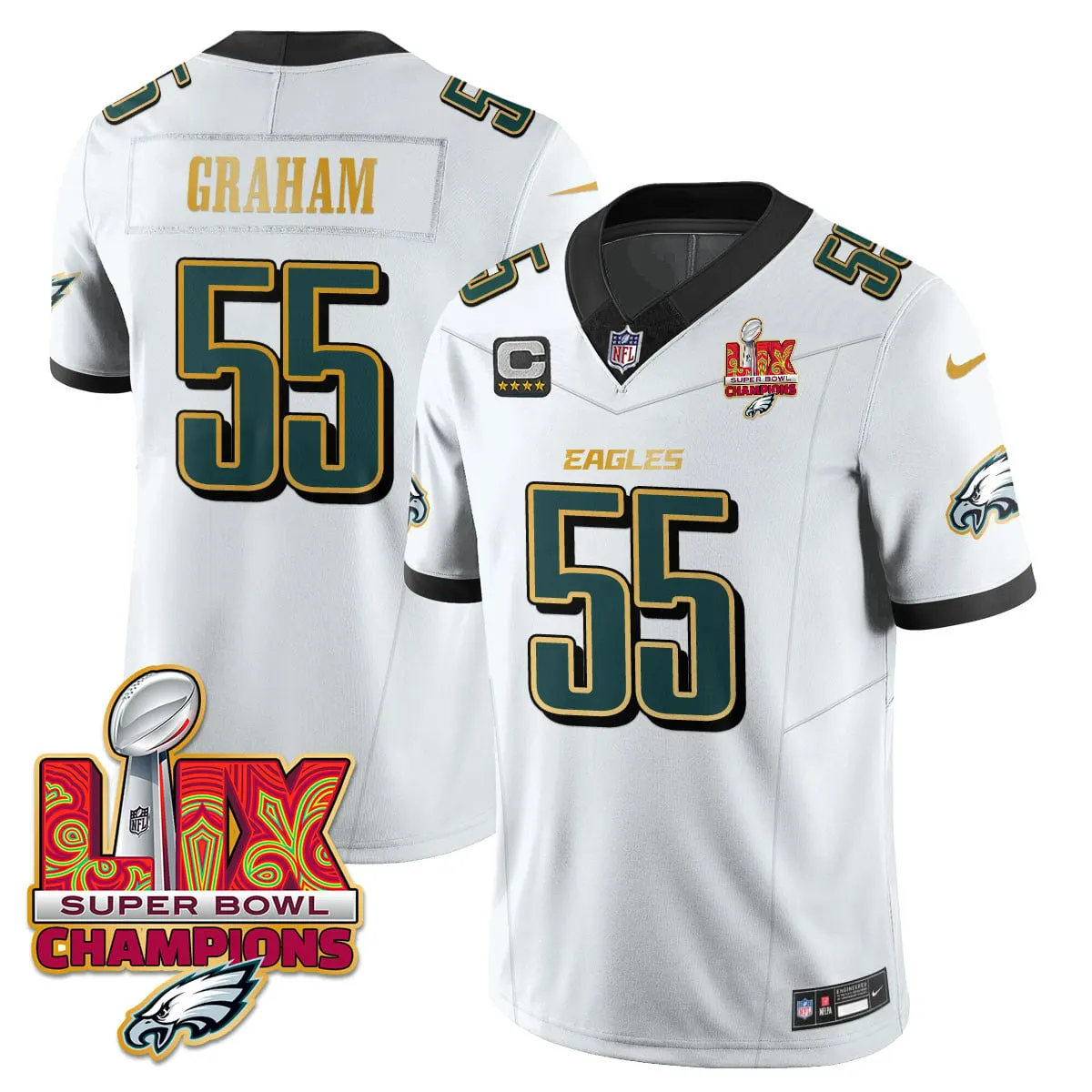 Philadelphia Eagles Nike Gold Trim Super Bowl LIX Champions Vapor Limited Stitched Jersey - Kelly Green - Image 38