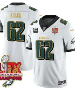 Philadelphia Eagles Nike Gold Trim Super Bowl LIX Champions Vapor Limited Stitched Jersey - Kelly Green - Image 41