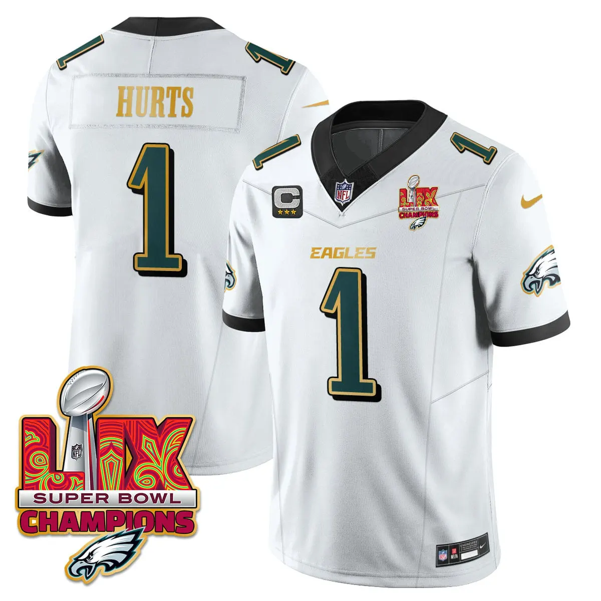 Philadelphia Eagles Nike Gold Trim Super Bowl LIX Champions Vapor Limited Stitched Jersey - Kelly Green - Image 40