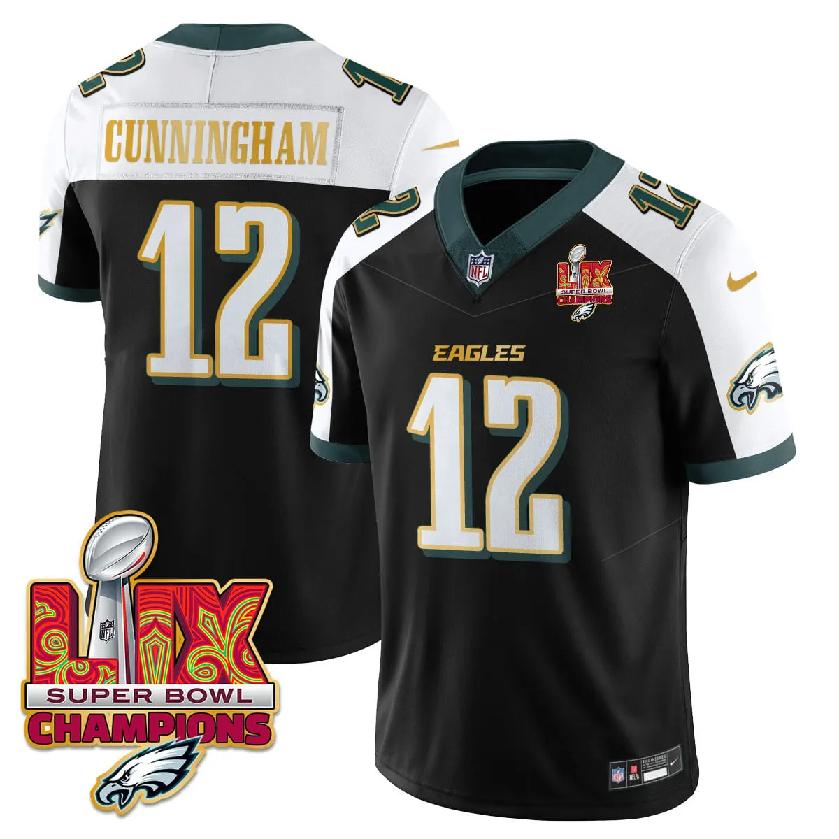Philadelphia Eagles Nike Gold Trim Super Bowl LIX Champions Vapor Limited Stitched Jersey - Kelly Green - Image 44