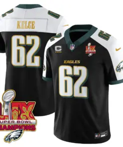 Philadelphia Eagles Nike Gold Trim Super Bowl LIX Champions Vapor Limited Stitched Jersey - Kelly Green - Image 48