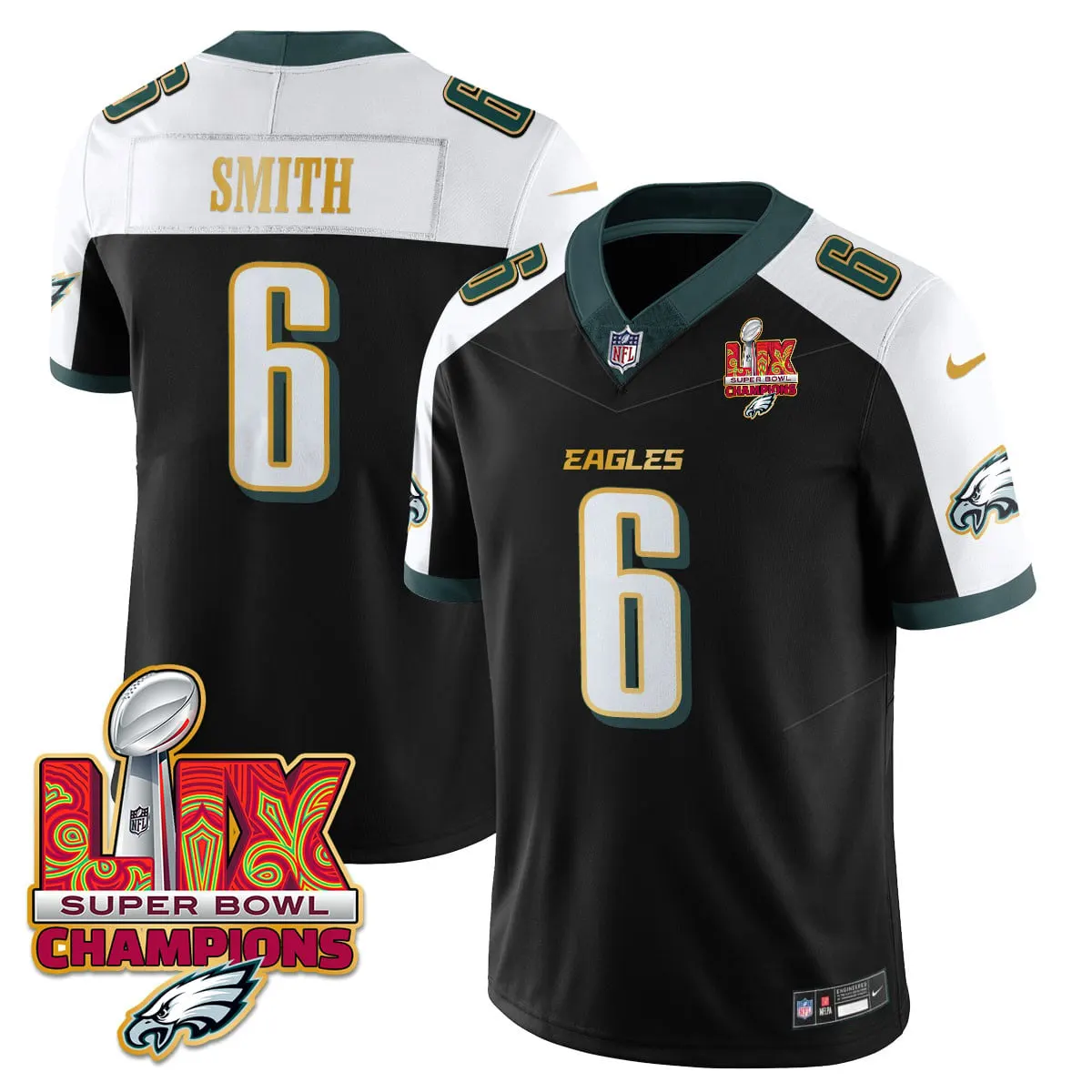 Philadelphia Eagles Nike Gold Trim Super Bowl LIX Champions Vapor Limited Stitched Jersey - Kelly Green - Image 47
