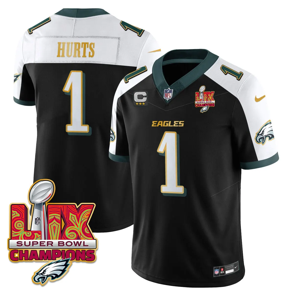 Philadelphia Eagles Nike Gold Trim Super Bowl LIX Champions Vapor Limited Stitched Jersey - Kelly Green - Image 46