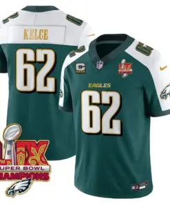 Philadelphia Eagles Nike Gold Trim Super Bowl LIX Champions Vapor Limited Stitched Jersey - Kelly Green - Image 50