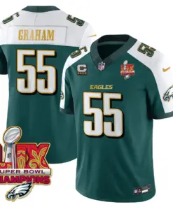 Philadelphia Eagles Nike Gold Trim Super Bowl LIX Champions Vapor Limited Stitched Jersey - Kelly Green - Image 49