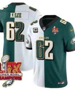 Philadelphia Eagles Nike Gold Trim Super Bowl LIX Champions Vapor Limited Stitched Jersey - Kelly Green - Image 59