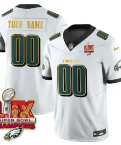 Philadelphia Eagles Nike Gold Trim Super Bowl LIX Champions Vapor Custom Limited Stitched Jersey - Black - Image 6
