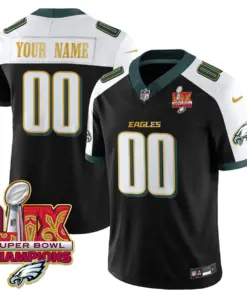 Philadelphia Eagles Nike Gold Trim Super Bowl LIX Champions Vapor Custom Limited Stitched Jersey - Black