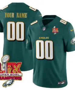 Philadelphia Eagles Nike Gold Trim Super Bowl LIX Champions Vapor Custom Limited Stitched Jersey - Black - Image 4