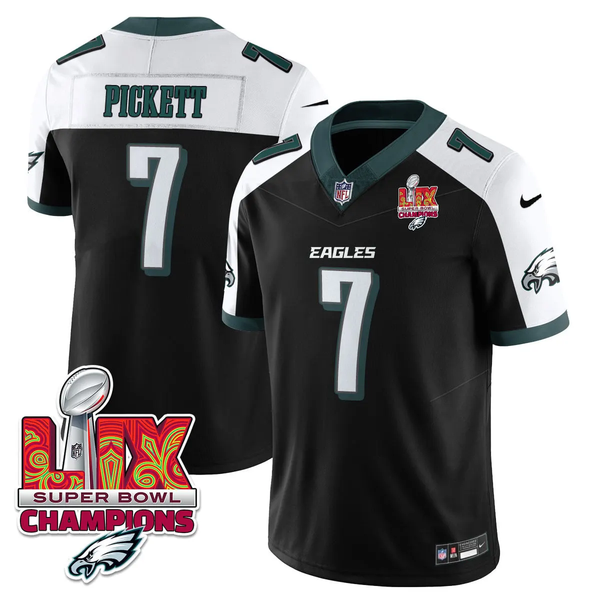 Philadelphia Eagles Nike Super Bowl LIX Champions Vapor Limited Stitched Jersey - Anthracite - Image 67