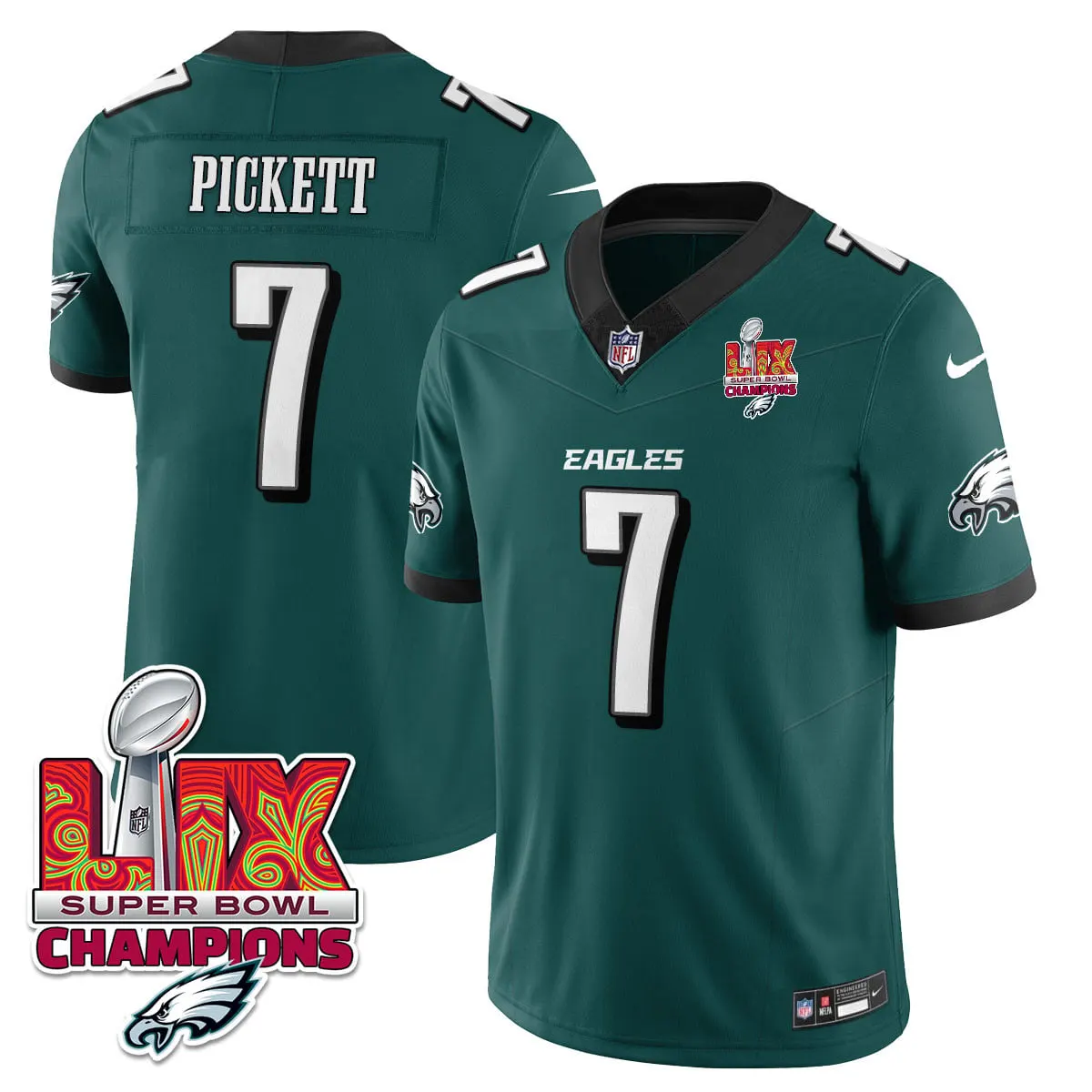 Philadelphia Eagles Nike Super Bowl LIX Champions Vapor Limited Stitched Jersey - Anthracite - Image 64