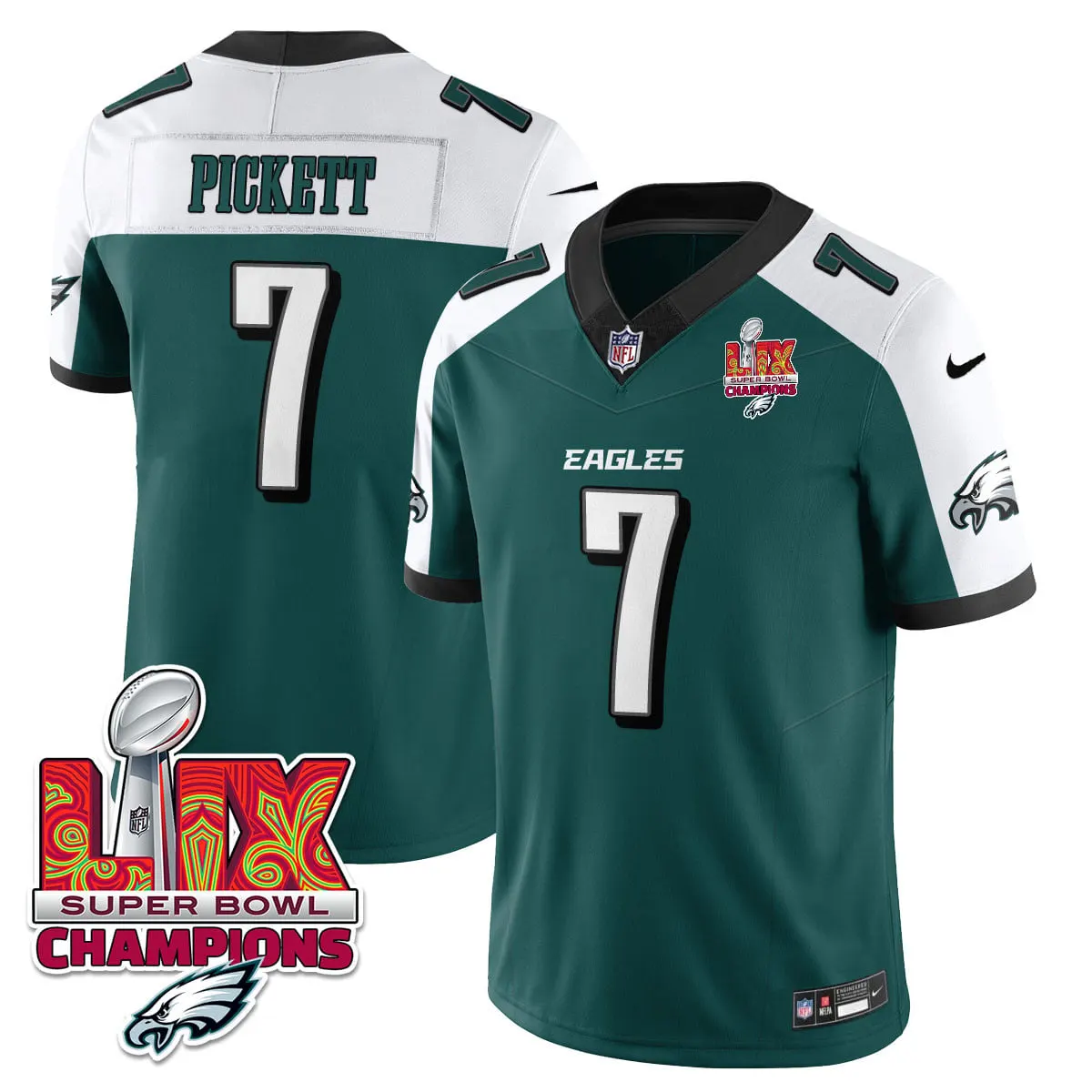 Philadelphia Eagles Nike Super Bowl LIX Champions Vapor Limited Stitched Jersey - Anthracite - Image 65