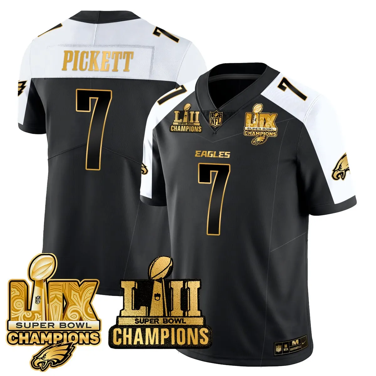 Saquon Barkley Philadelphia Eagles Nike LII-LIX Super Bowl Champions Vapor Limited Stitched Jersey - Anthracite - Image 4