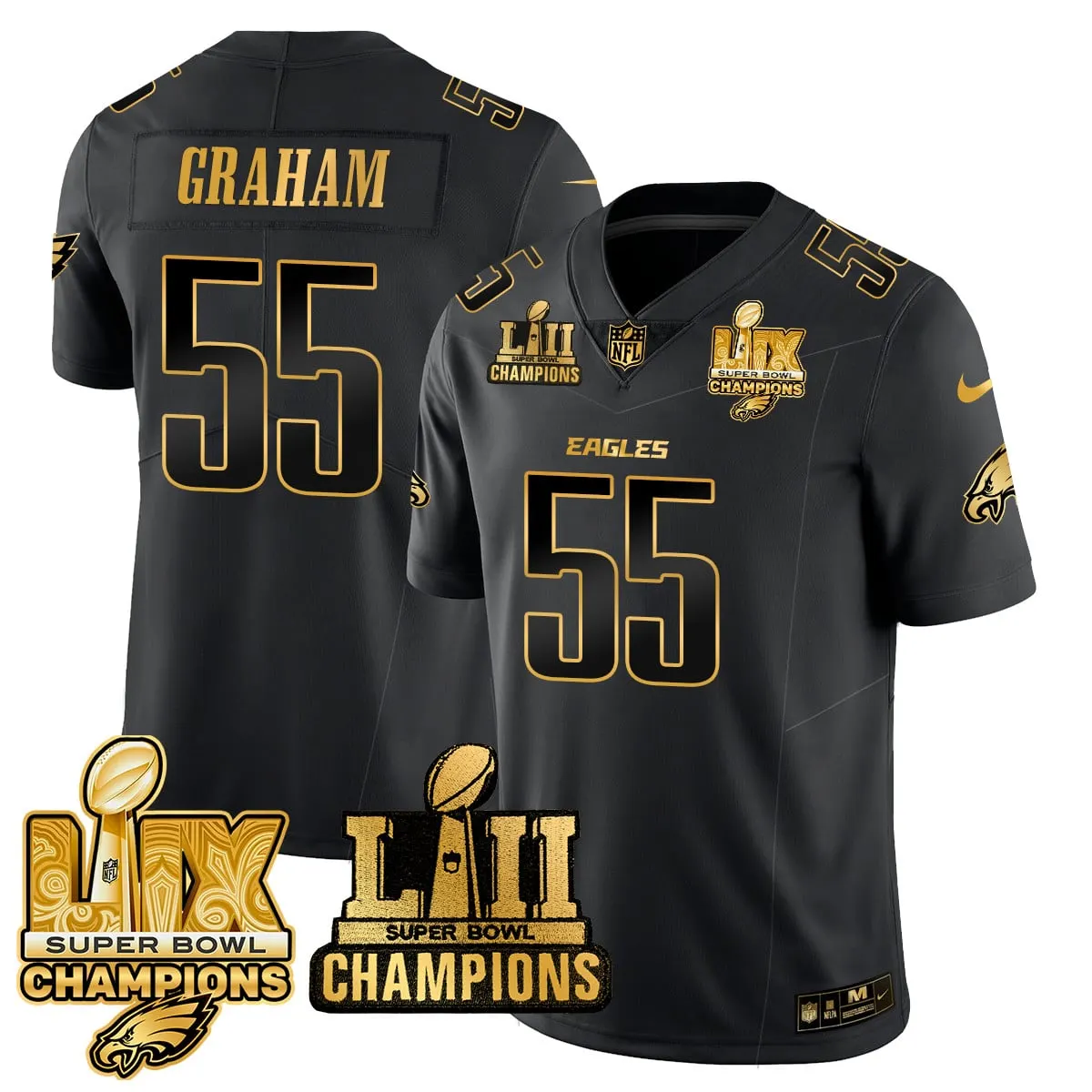 Saquon Barkley Philadelphia Eagles Nike LII-LIX Super Bowl Champions Vapor Limited Stitched Jersey - Anthracite - Image 10