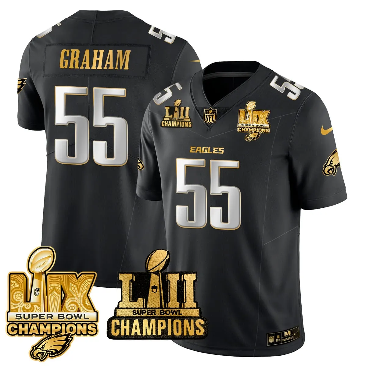Saquon Barkley Philadelphia Eagles Nike LII-LIX Super Bowl Champions Vapor Limited Stitched Jersey - Anthracite - Image 15