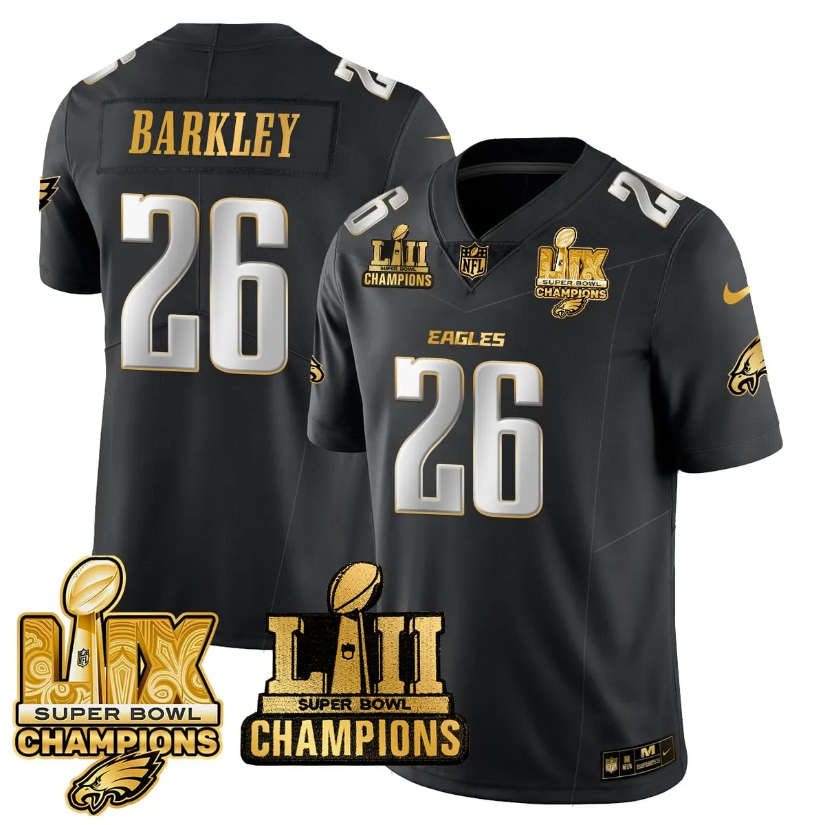 Saquon Barkley Philadelphia Eagles Nike LII-LIX Super Bowl Champions Vapor Limited Stitched Jersey - Anthracite - Image 17