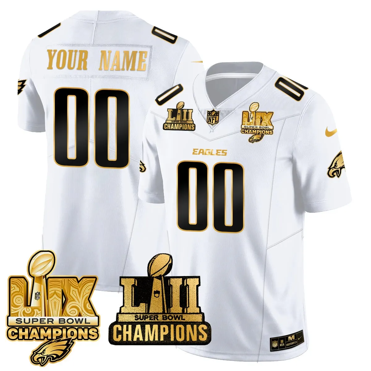 Philadelphia Eagles Nike LII-LIX Super Bowl Champions Vapor Custom Limited Stitched Jersey - LIX Limited Jersey All - Black - Image 7