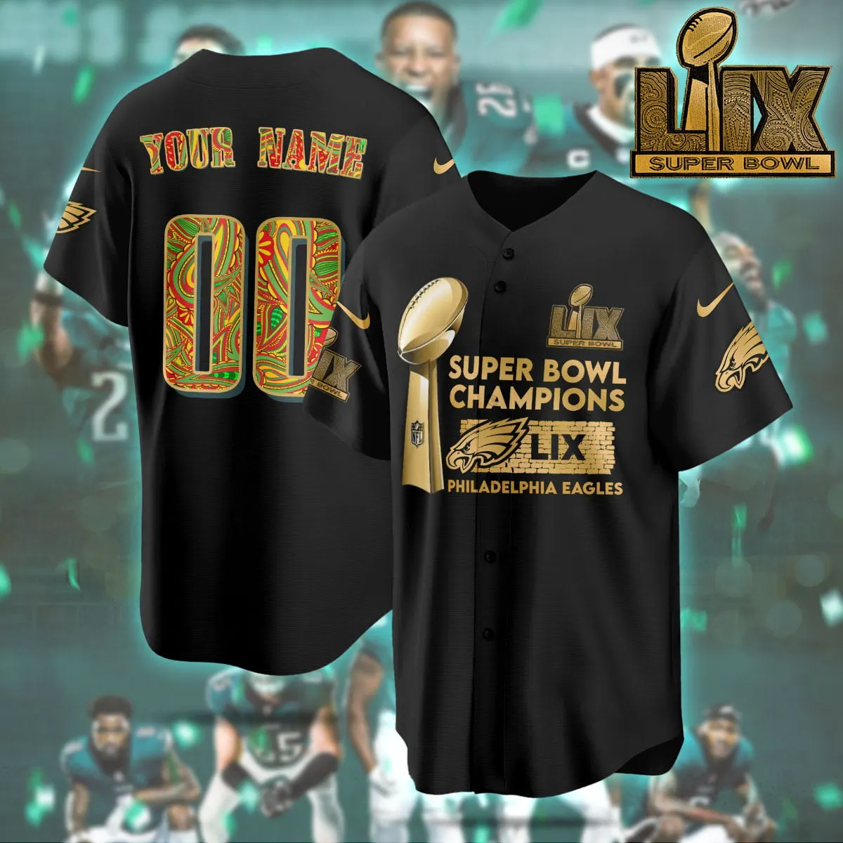 Philadelphia Eagles Nike Super Bowl LIX Champions Custom Limited Jersey - White - Image 3