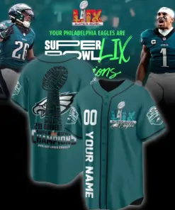 Philadelphia Eagles Nike Super Bowl LIX Champions Custom Limited Jersey - Teal