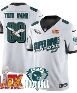 Philadelphia Eagles Nike Super Bowl LIX Champions Patch CN2 Custom Jersey - Black - Image 4