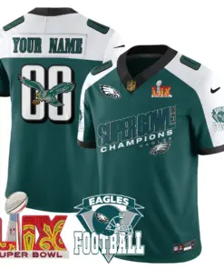 Alternative view of Philadelphia Eagles Nike Super Bowl LIX Champions Patch CN2 Custom Jersey - Black