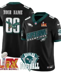 Philadelphia Eagles Nike Super Bowl LIX Champions Patch CN2 Custom Jersey - Black - Image 5