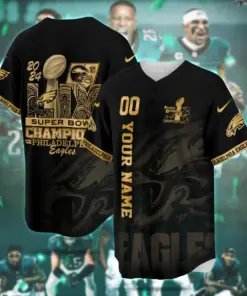 Philadelphia Eagles Nike Super Bowl LIX Champions CN6 Custom Limited Jersey - Black