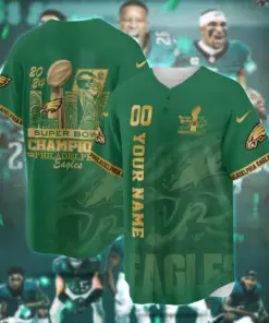 Alternative view of Philadelphia Eagles Nike Super Bowl LIX Champions CN6 Custom Limited Jersey - Black