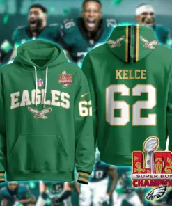 Philadelphia Eagles Nike Super Bowl LIX Champions N2R Pullover Hoodie - Kelly Green - Image 12