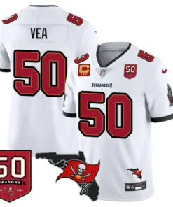 Tampa Bay Buccaneers Nike 50th Season Limited Stitched Jersey - White - Image 7