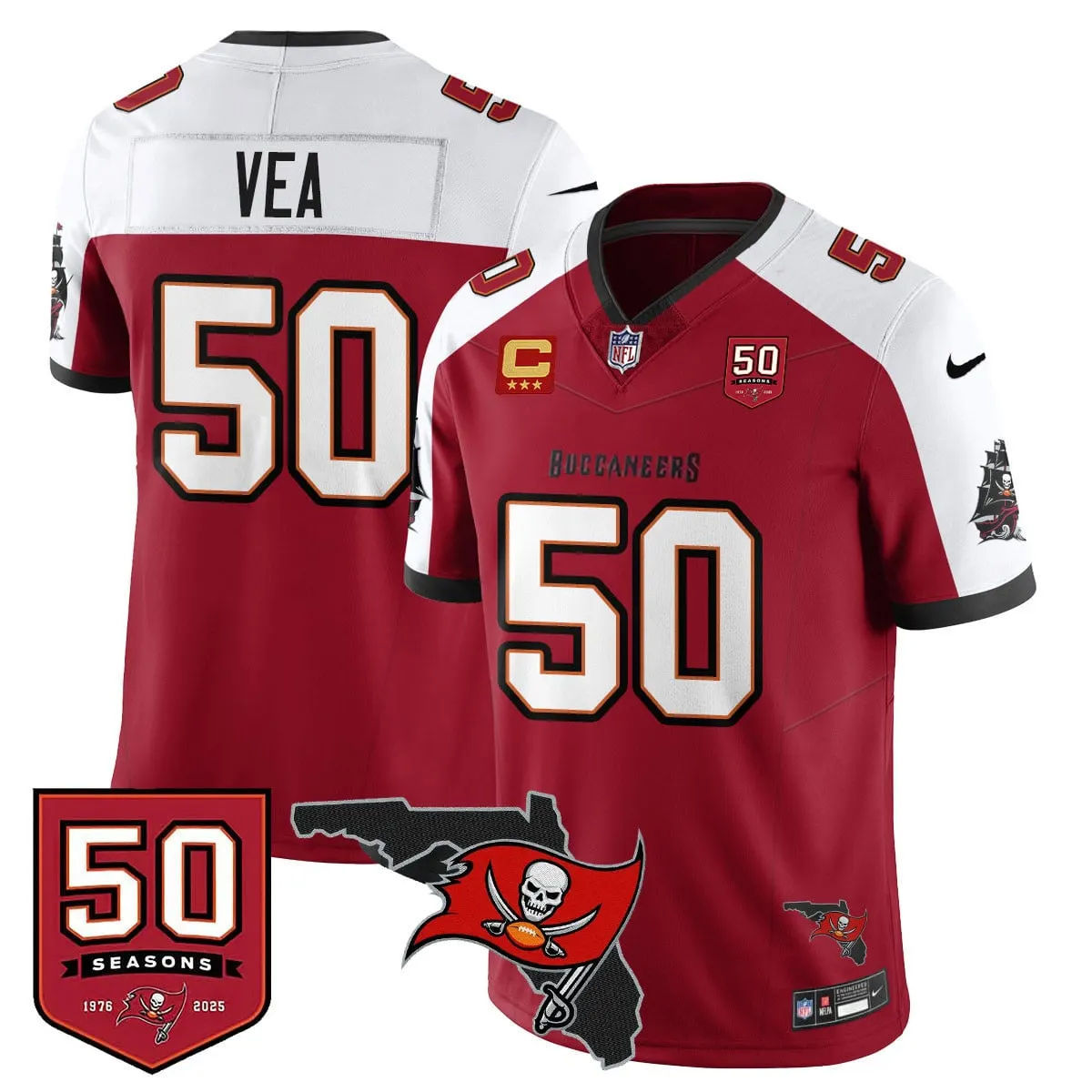Tampa Bay Buccaneers Nike 50th Season Limited Stitched Jersey - White - Image 26