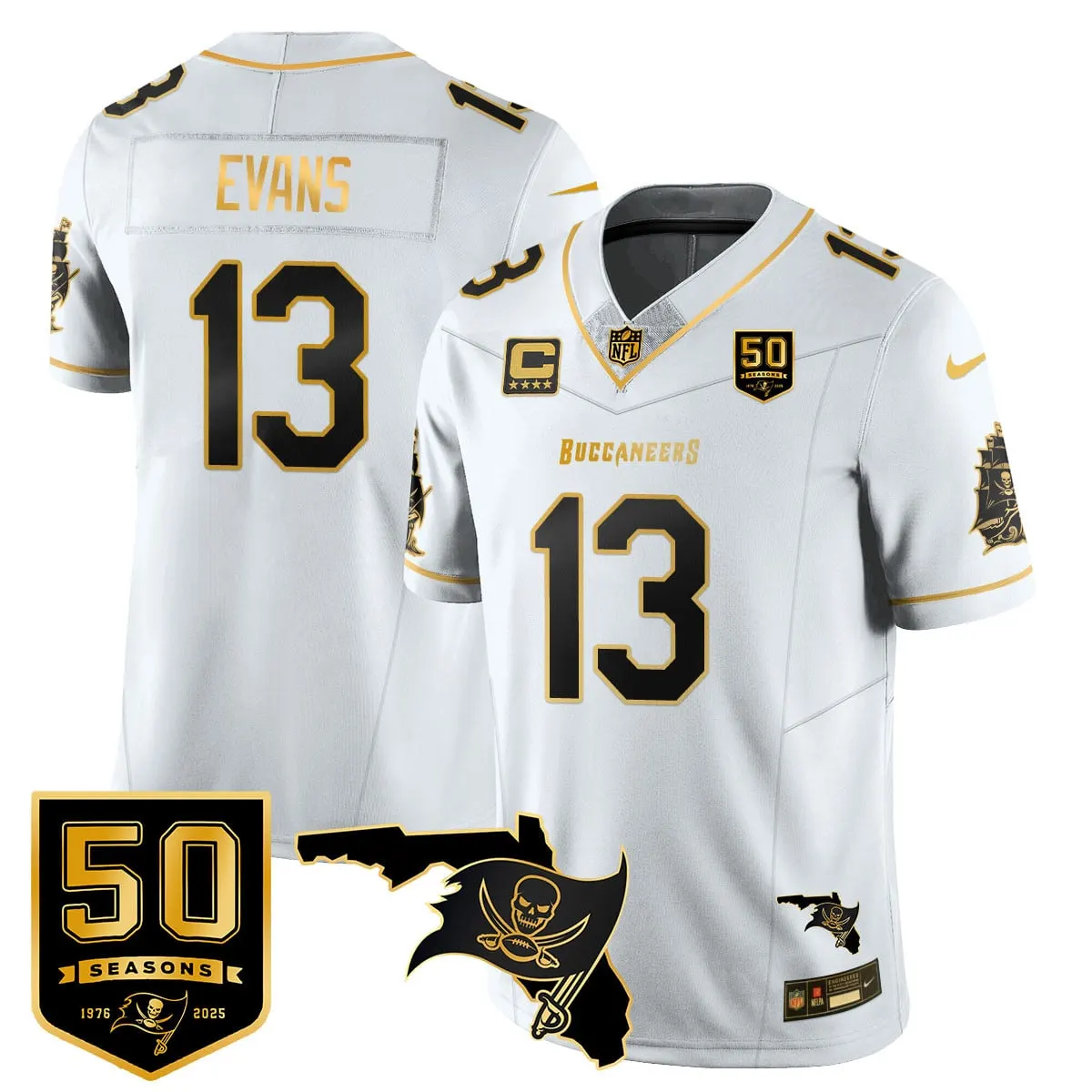Tampa Bay Buccaneers Nike 50th Season Limited Stitched Jersey - White - Image 42
