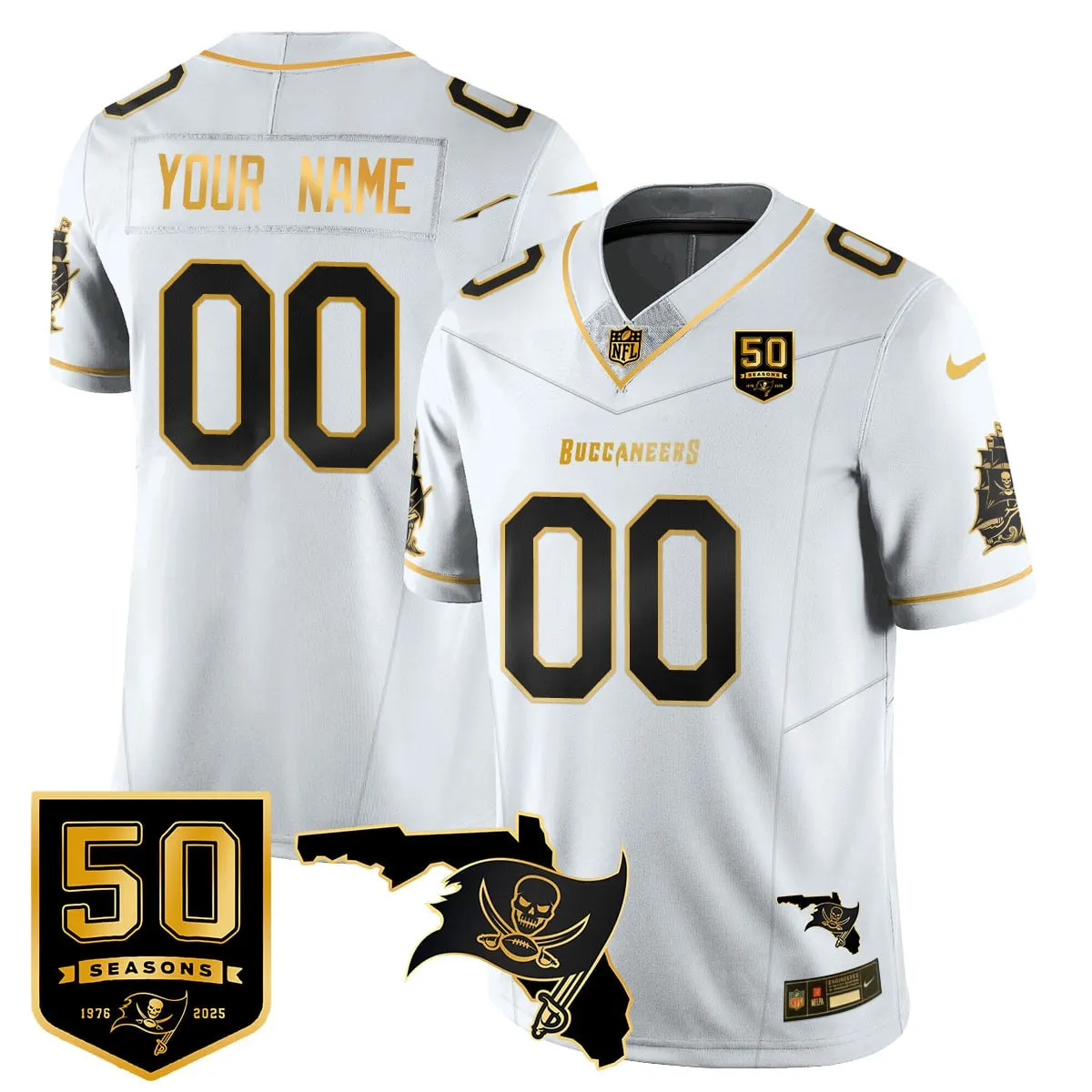 Tampa Bay Buccaneers Nike 50th Season Custom Limited Stitched Jersey - Red - Image 4