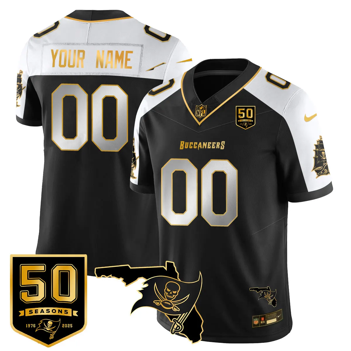 Tampa Bay Buccaneers Nike 50th Season Custom Limited Stitched Jersey - Red - Image 2