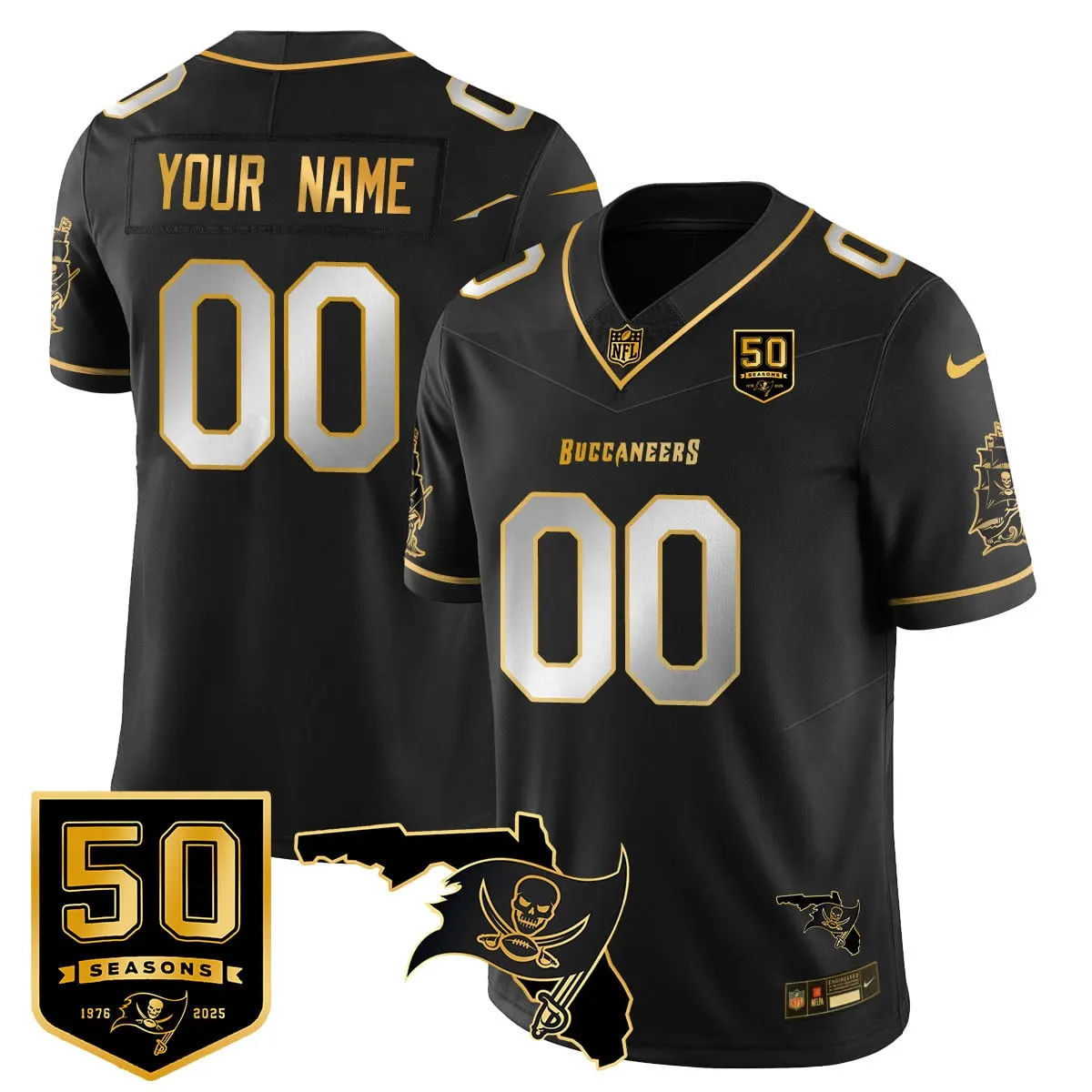 Tampa Bay Buccaneers Nike 50th Season Custom Limited Stitched Jersey - Red - Image 3