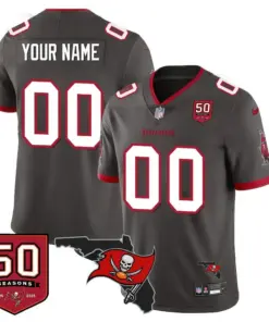 Tampa Bay Buccaneers Nike 50th Season Custom Limited Stitched Jersey - Red - Image 5