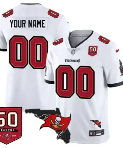 Tampa Bay Buccaneers Nike 50th Season Custom Limited Stitched Jersey - Red - Image 7