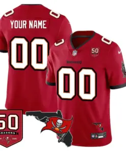 Tampa Bay Buccaneers Nike 50th Season Custom Limited Stitched Jersey - Red