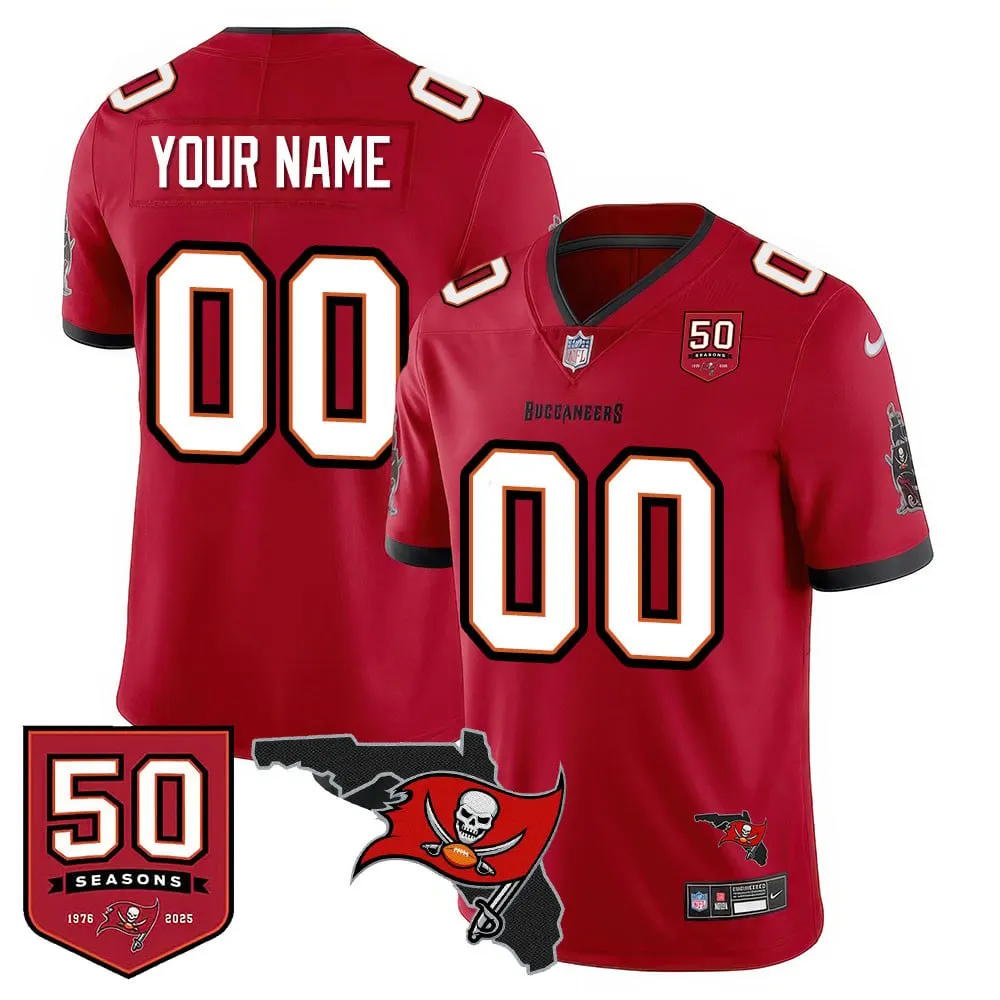 Tampa Bay Buccaneers Nike 50th Season Custom Limited Stitched Jersey - Red