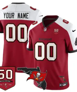Tampa Bay Buccaneers Nike 50th Season Custom Limited Stitched Jersey - Red - Image 6