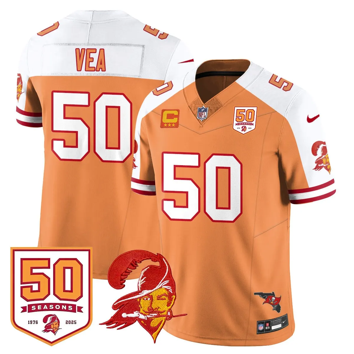 Tampa Bay Buccaneers Nike 50th Season Limited Stitched Jersey - White - Image 63