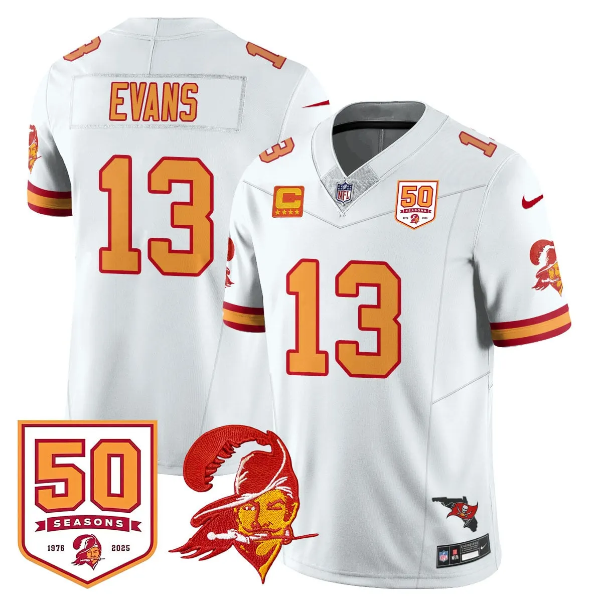 Tampa Bay Buccaneers Nike 50th Season Limited Stitched Jersey - White - Image 67