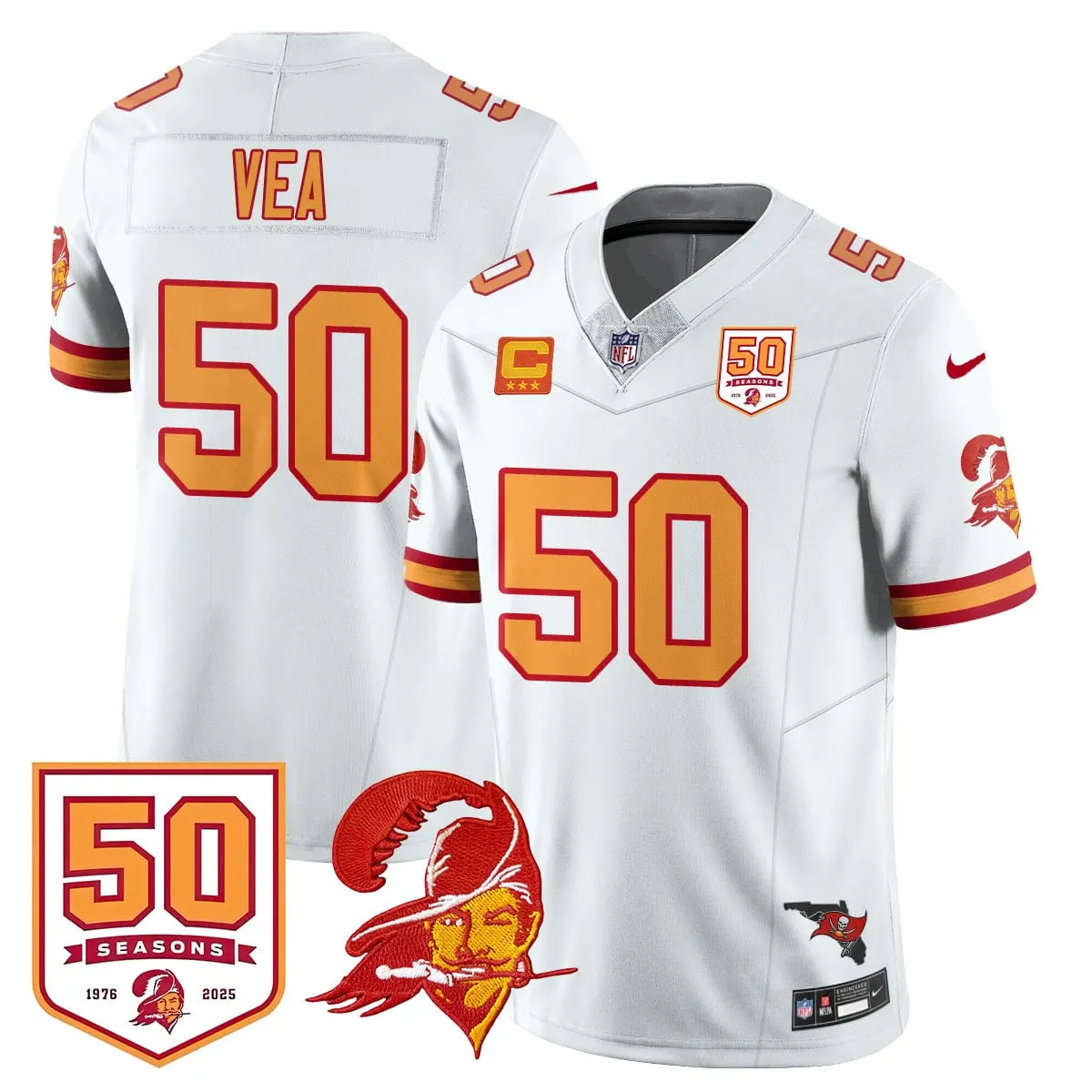 Tampa Bay Buccaneers Nike 50th Season Limited Stitched Jersey - White - Image 71