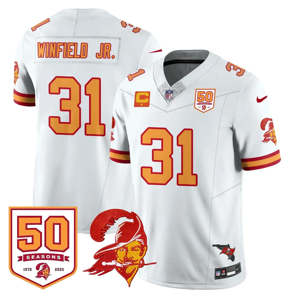 Tampa Bay Buccaneers Nike 50th Season Limited Stitched Jersey - White - Image 72