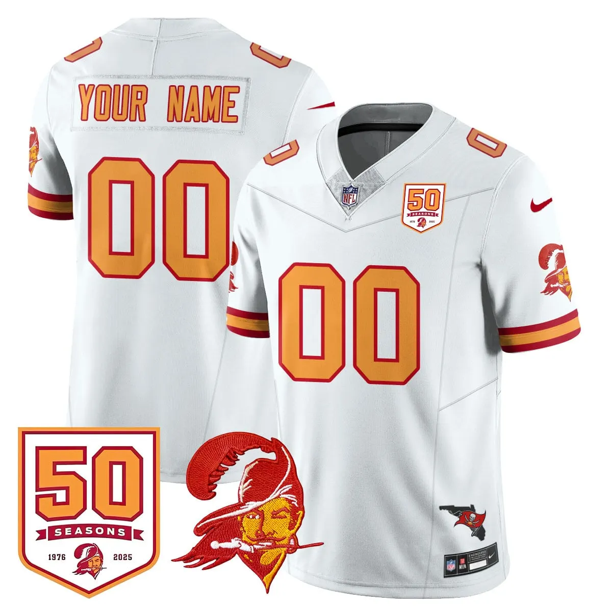 Tampa Bay Buccaneers Nike 50th Season Custom Limited Stitched Jersey - Red - Image 8