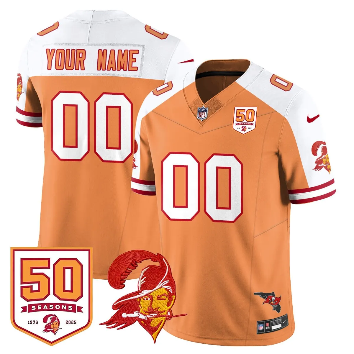 Tampa Bay Buccaneers Nike 50th Season Custom Limited Stitched Jersey - Red - Image 9