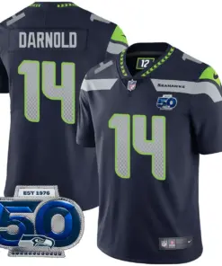 Seattle Seahawks Nike 50th Season Vapor Limited Stitched Jersey - Navy - Image 3