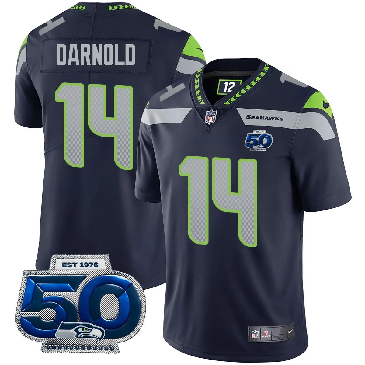 Seattle Seahawks Nike 50th Season Vapor Limited Stitched Jersey - Navy - Image 3