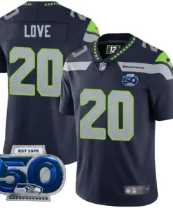 Seattle Seahawks Nike 50th Season Vapor Limited Stitched Jersey - Navy - Image 9
