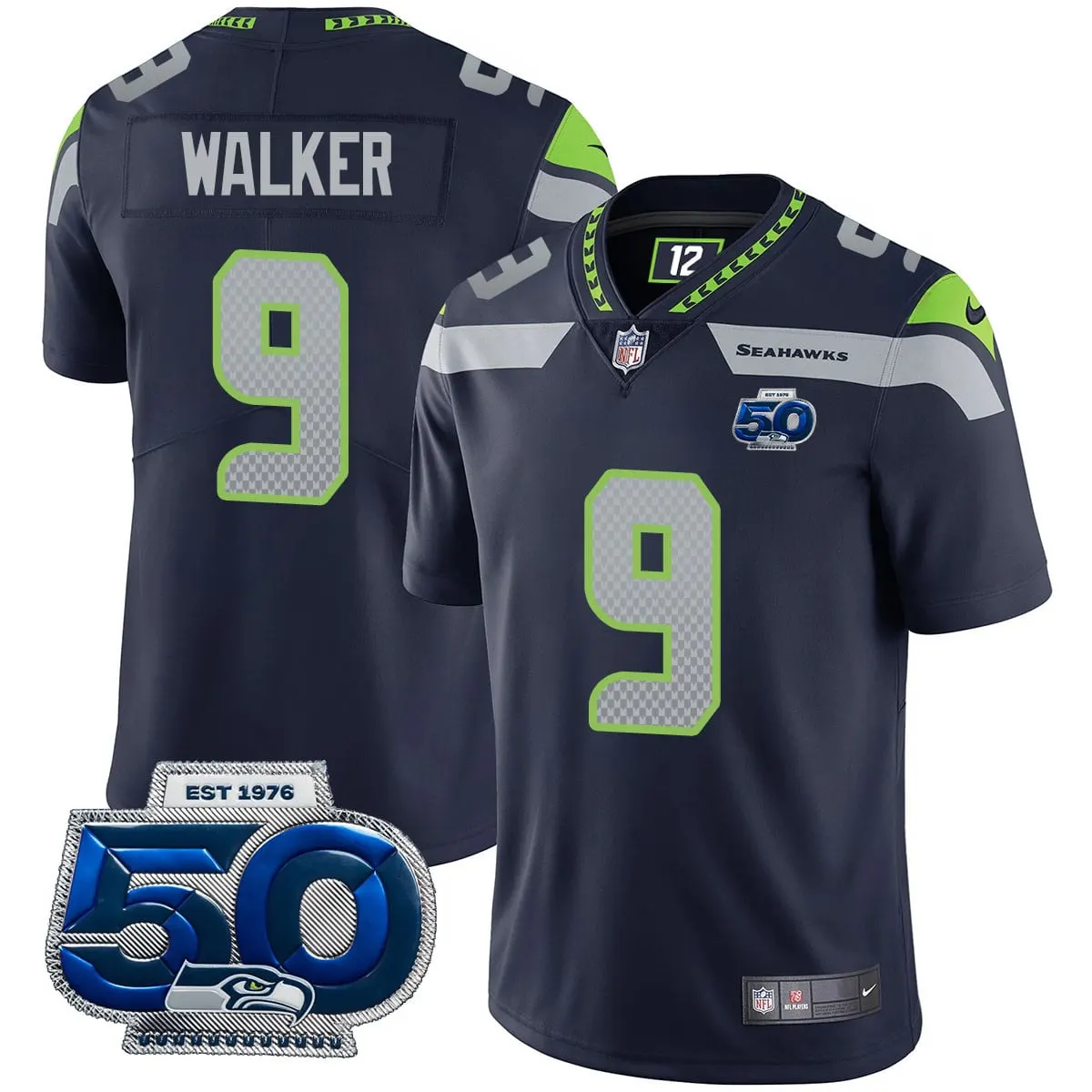 Seattle Seahawks Nike 50th Season Vapor Limited Stitched Jersey - Navy - Image 5
